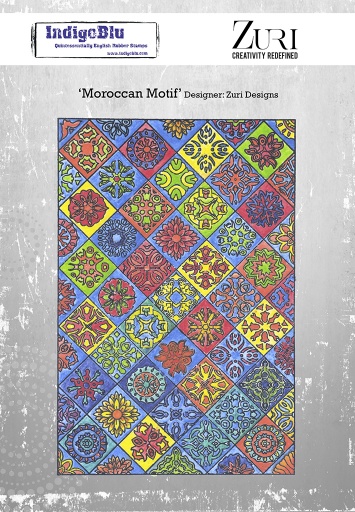 Moroccan Motif A5 Red Rubber Stamp by Zuri Designs
